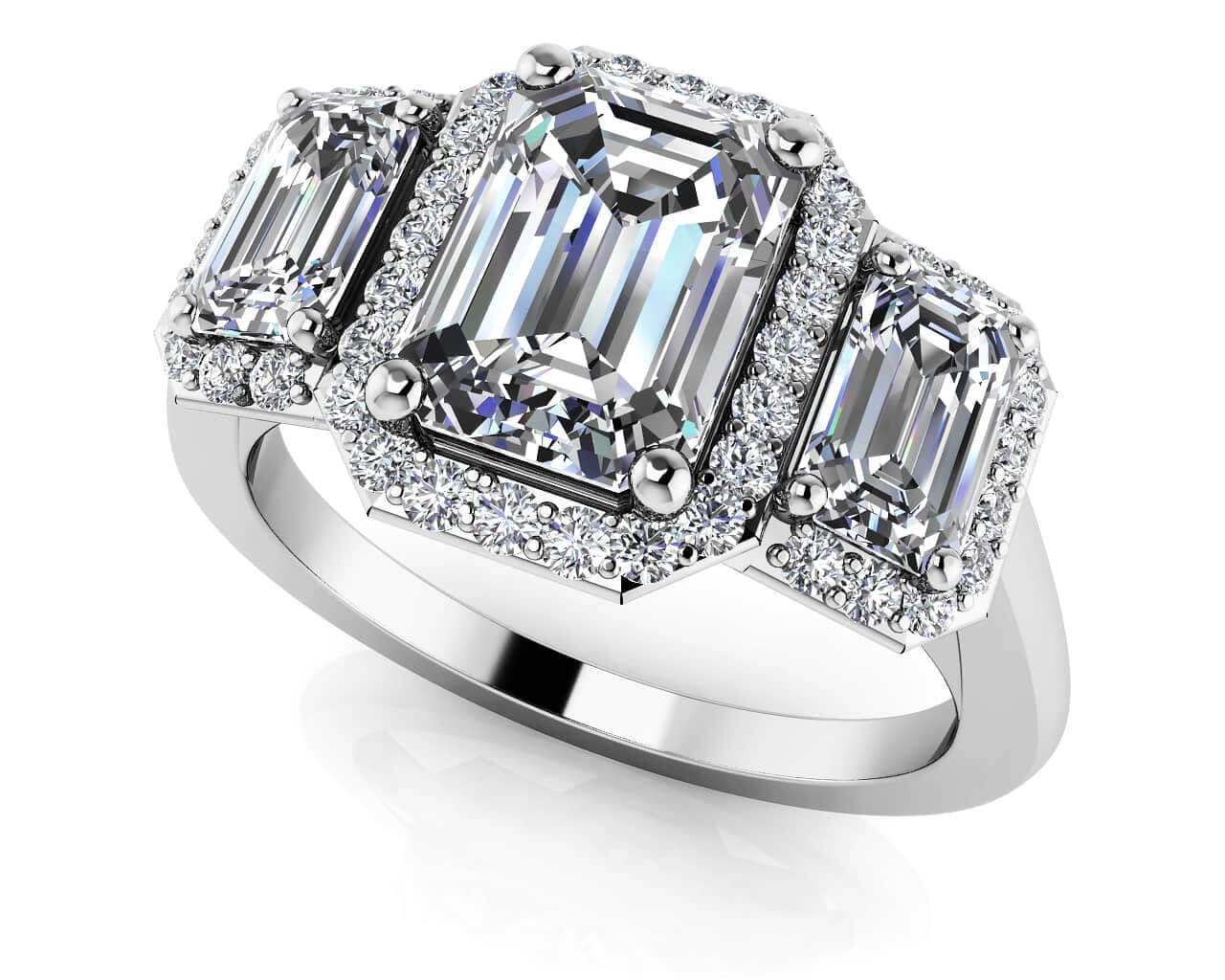 Expressive Love Three Stone Ring Lab-Grown Diamond  with 1.72 ct. (1.00 ct. center diamond)