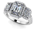 Sparkling Three Stone Emerald Cut Engagement Ring Lab-Grown Diamond  with 1.90 ct. (1.00 ct. center diamond)