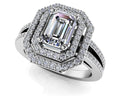 Modern Emerald Cut Double Halo Ring Lab-Grown Diamond  with 1.21 ct. (0.70 ct. center diamond)