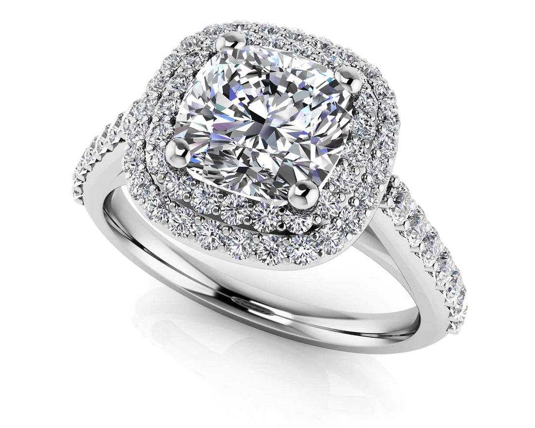 Double Halo Cushion Cut Engagement Ring Lab-Grown Diamond  with 1.84 ct. (1.25 ct. center diamond)