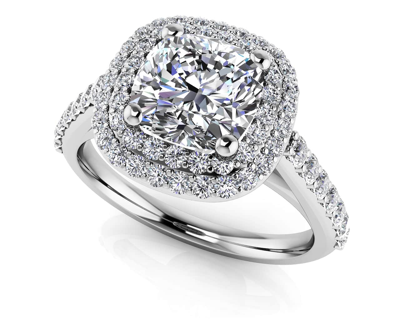 Double Halo Cushion Cut Engagement Ring Lab-Grown Diamond  with 2.62 ct. (2.00 ct. center diamond)