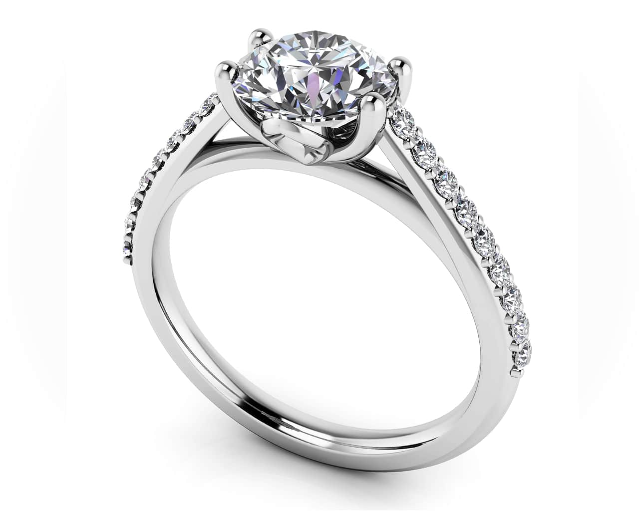 Modern Round Diamond Engagement Ring Lab-Grown Diamond  with 2.18 ct. (2.00 ct. center diamond)