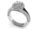 Milgrain Cushion Cut Halo Ring Lab-Grown Diamond  with 1.14 ct. (0.50 ct. center diamond)