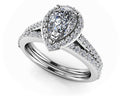 Romantic Pear Shaped Halo Diamonds Bridal Set Lab-Grown Diamond  with 0.84 ct. (0.30 ct. center diamond)