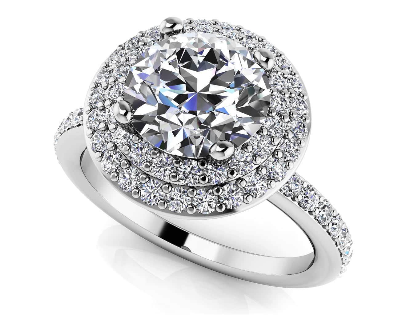 Luxurious Double Halo Diamond Engagement Ring Lab-Grown Diamond  with 2.56 ct. (2.00 ct. center diamond)