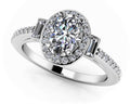 Luxurious Oval And Baguette Halo Diamond Ring Lab-Grown Diamond  with 1.38 ct. (1.00 ct. center diamond)