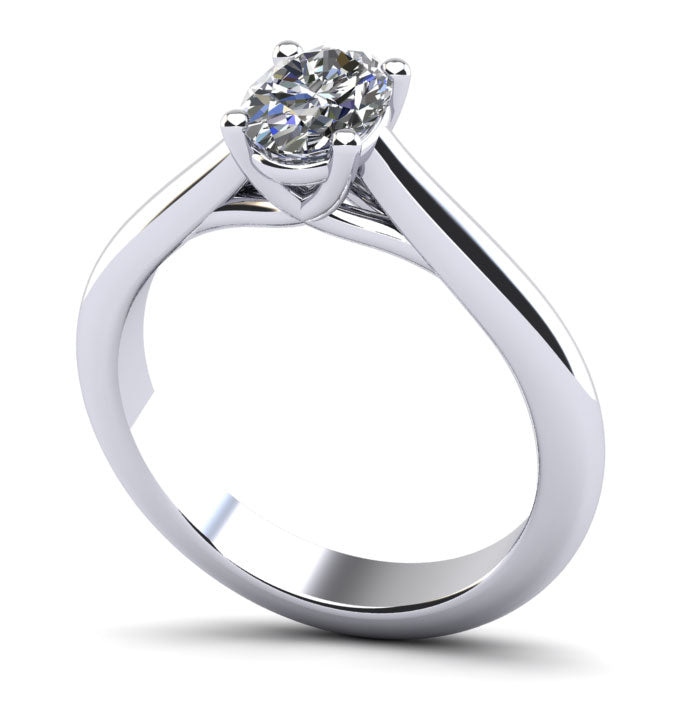 Elegant Oval Solitaire Engagement Ring Lab-Grown Diamond  with 0.60 ct.(finished) 6x4mm