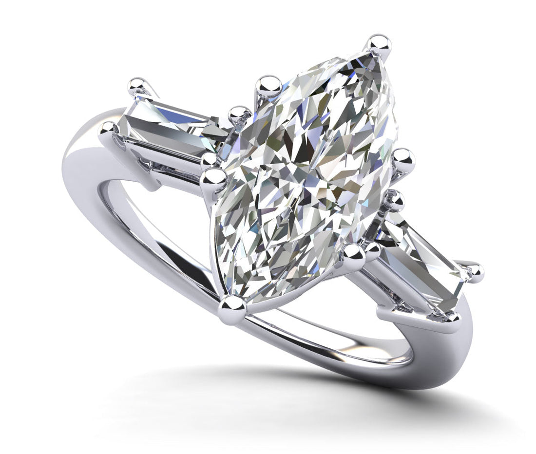 Marquise and Baguettes Diamond Engagement Ring Lab-Grown Diamond  with 2.66 ct. (2.00 ct. center diamond)