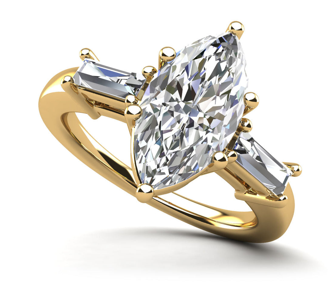 Marquise and Baguettes Diamond Engagement Ring Lab-Grown Diamond  with 1.88 ct. (1.50 ct. center diamond)