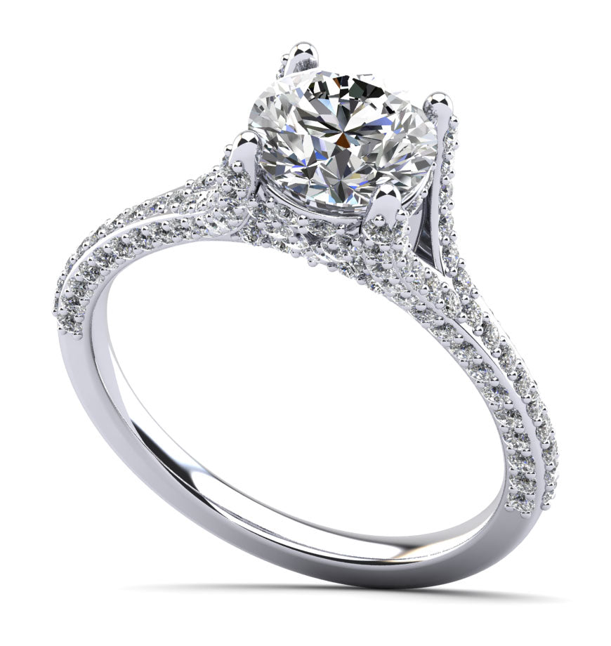 Vintage Crown Diamond Engagement Ring Lab-Grown Diamond  with 2.19 ct. (1.50 ct. center diamond)