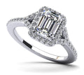 Emerald Cut Halo Diamond Engagement Ring with Split Shank Lab-Grown Diamond  with 1.94 ct. (1.50 ct. center diamond)