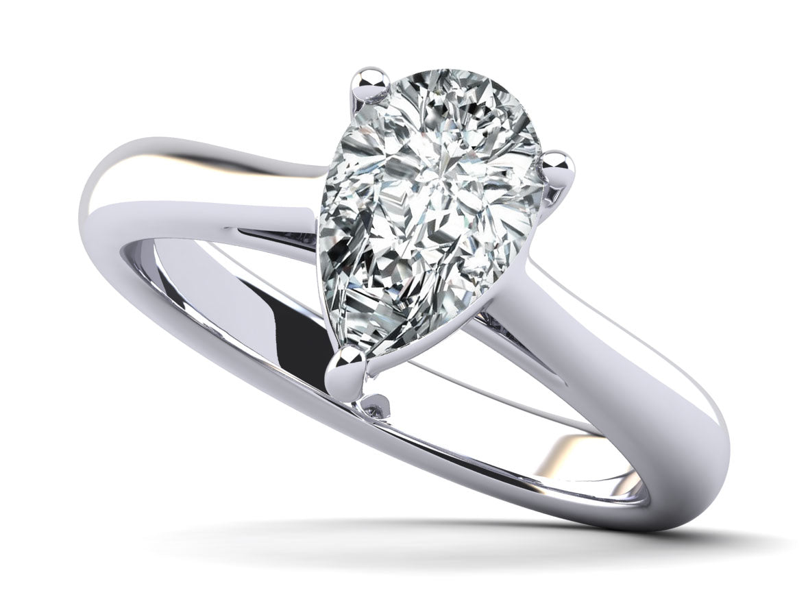 Solitaire Pear Shape Diamond Engagement Ring Lab-Grown Diamond  with 0.50 ct.(finished) 7x4.5mm