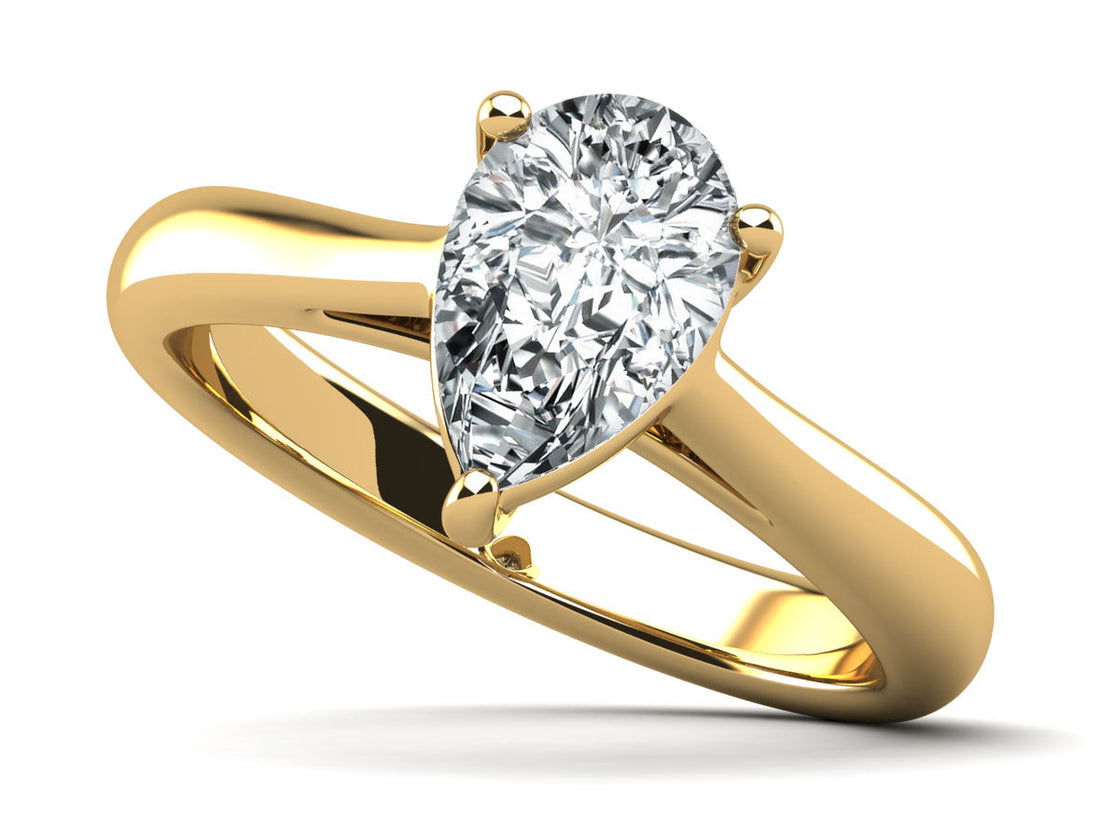 Solitaire Pear Shape Diamond Engagement Ring Lab-Grown Diamond  with 0.50 ct.(finished) 7x4.5mm