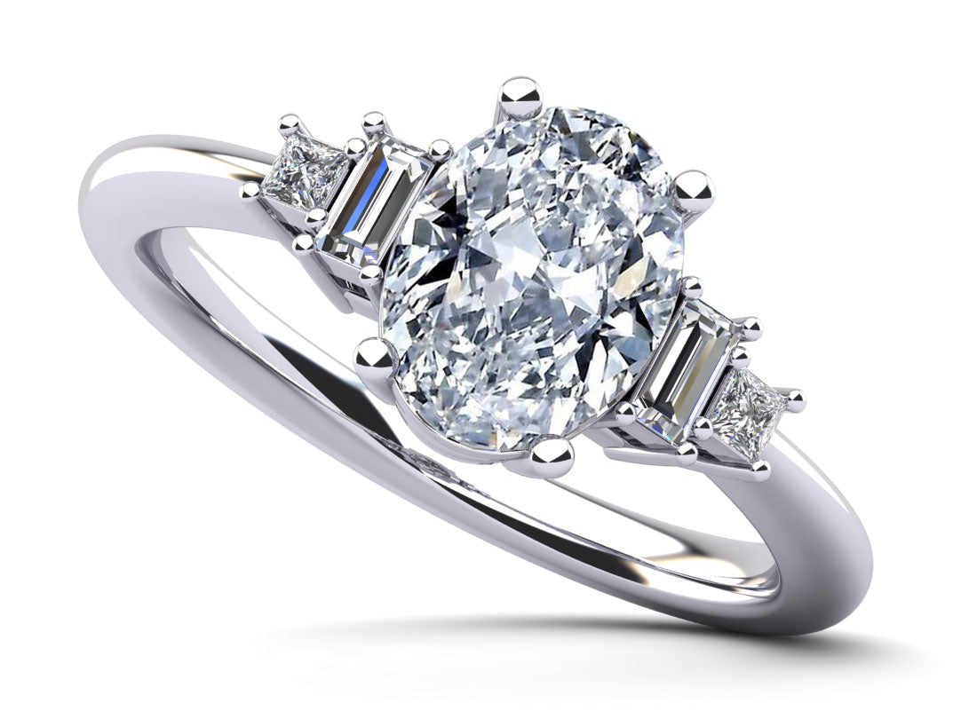 Mixed Shapes Five Stone Engagement Ring Lab-Grown Diamond  with 1.77 ct. (1.60 ct. center diamond)