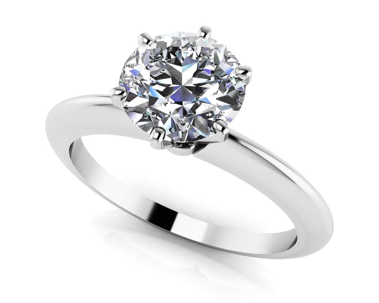 Six Prong Round Diamond Solitaire Ring Lab-Grown Diamond  with 0.50 ct.(finished) 5mm