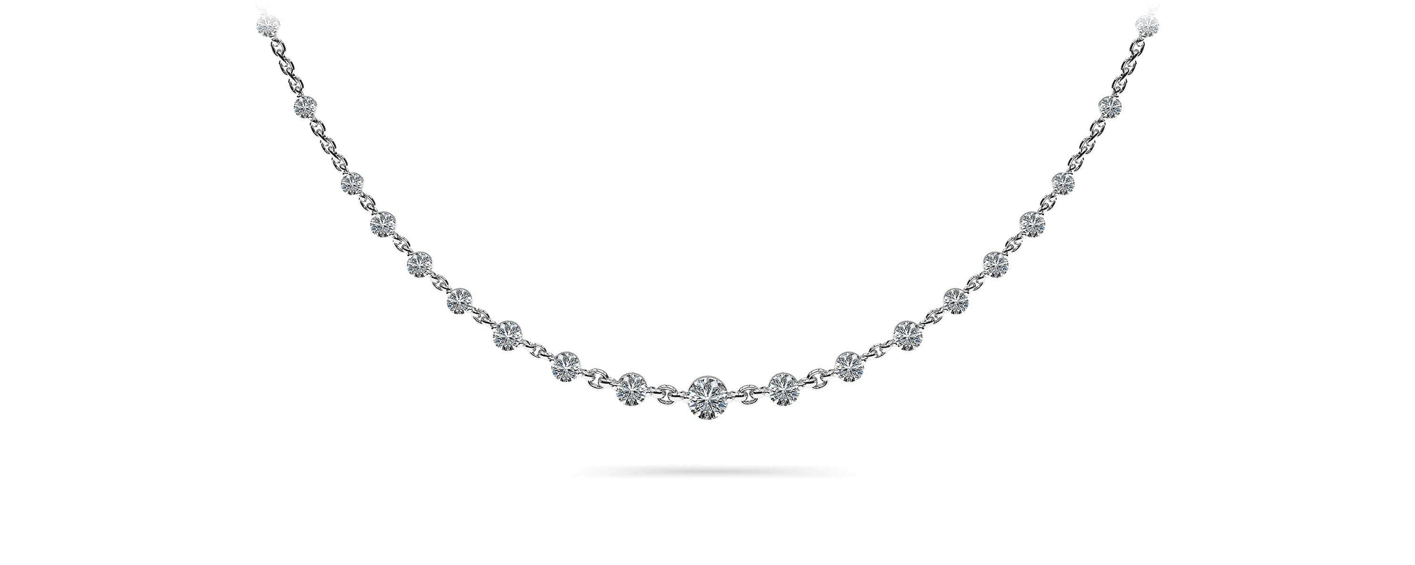 Graduated Diamond And Chain Link Necklace Diamond  with 4.05 ct.(finished) 3.5mm, 4mm, 4.5mm