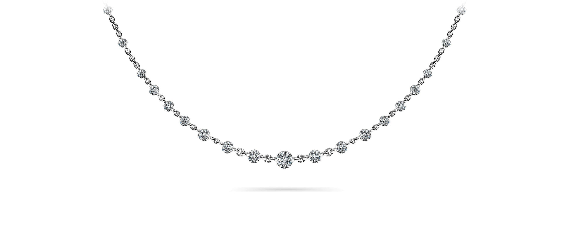 Graduated Diamond And Chain Link Necklace Diamond  with 4.05 ct.(finished) 3.5mm, 4mm, 4.5mm