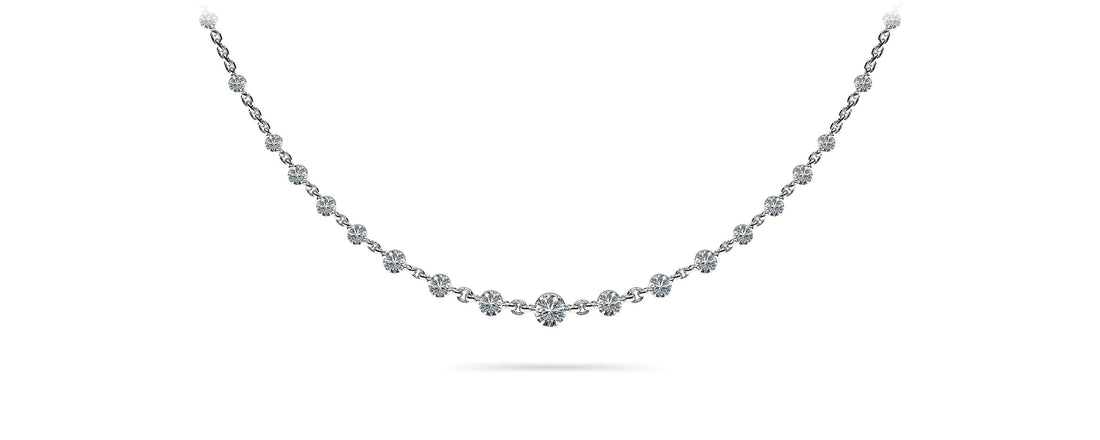 Graduated Diamond And Chain Link Necklace Lab-Grown Diamond  with 5.18 ct.(finished)