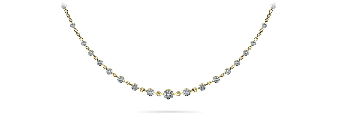 Graduated Diamond And Chain Link Necklace Diamond  with 5.18 ct.(finished)