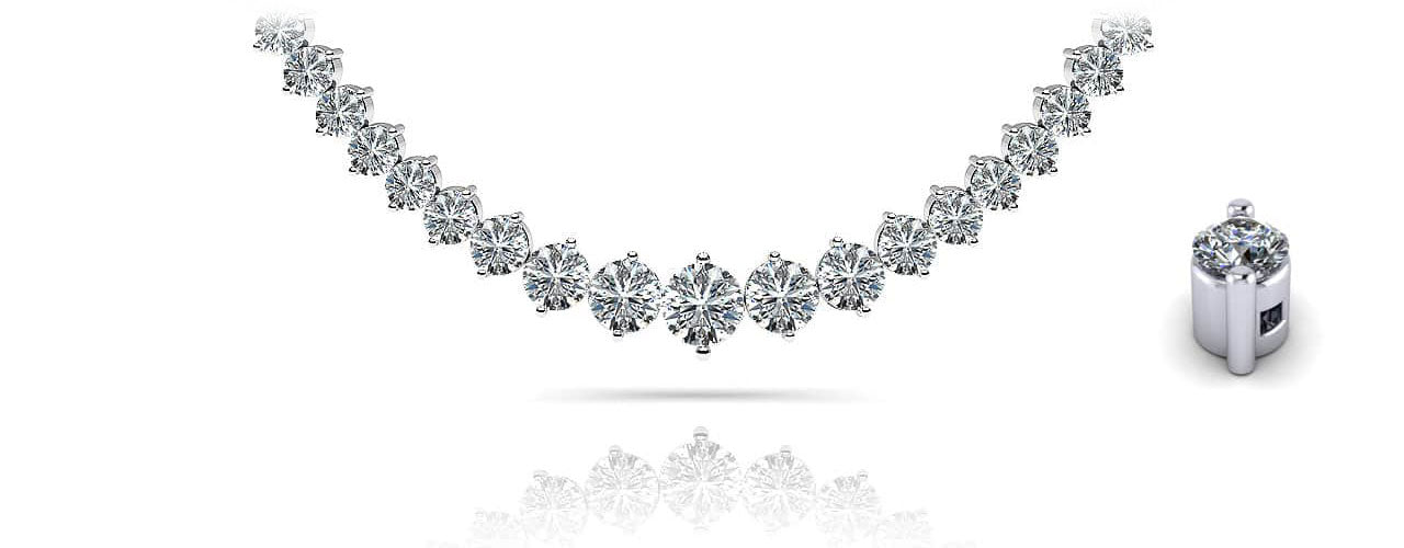 Diamond Crescendo Necklace With Shiny Links Lab-Grown Diamond  with 5.04 ct.(finished)