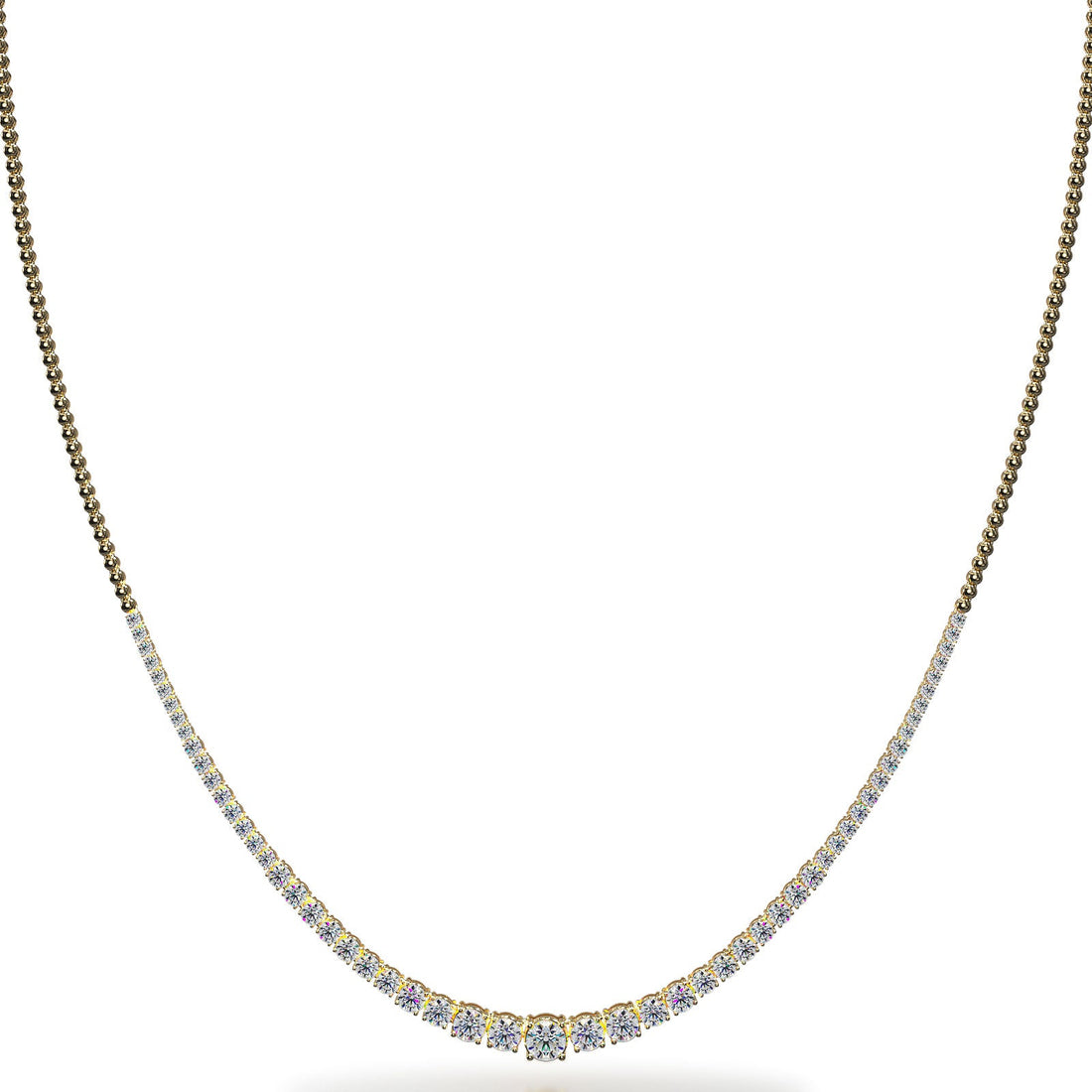 Graduated Diamond Necklace With Shiny Links Lab-Grown Diamond  with 3.01 ct.(finished) 2mm, 2.2mm, 2.5mm