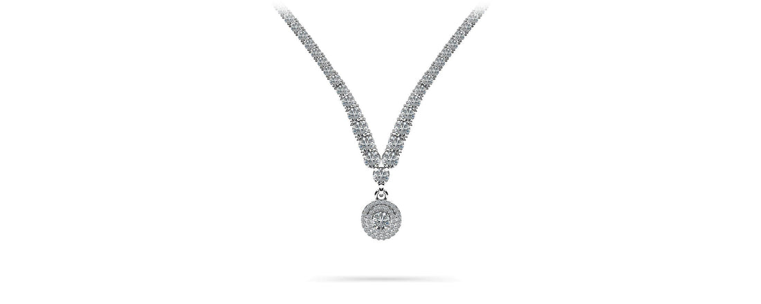 Remarkable Plunging V Neck Diamond Necklace Lab-Grown Diamond  with 9.29 ct.(finished)