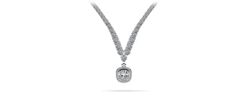 Ravishing Cushion Cut 4 Prong V Necklace Lab-Grown Diamond  with 9.60 ct.(finished)