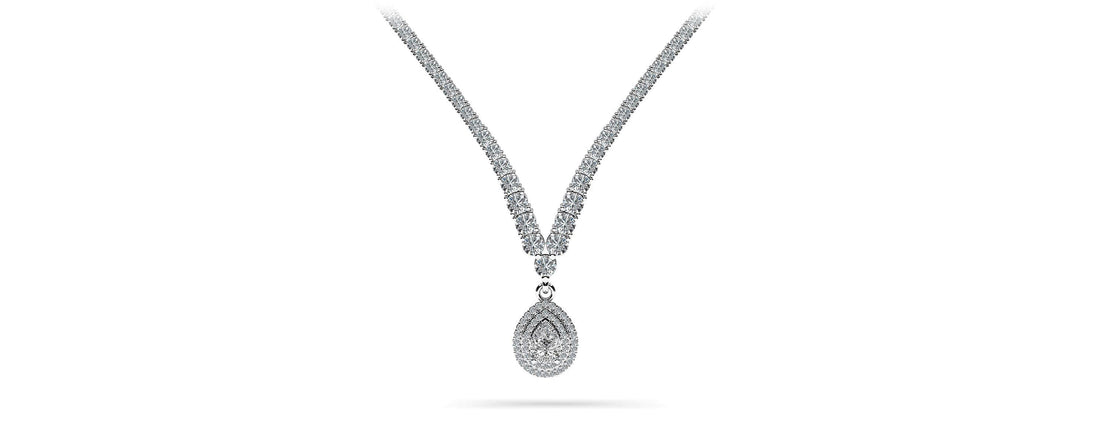 4 Prong Graduated V Diamond Necklace Diamond  with 9.08 ct.(finished)