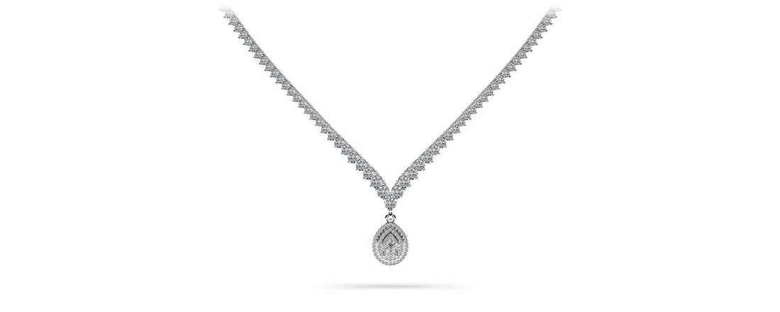 3 Prong Graduated V Diamond Necklace Lab-Grown Diamond  with 9.54 ct.(finished)