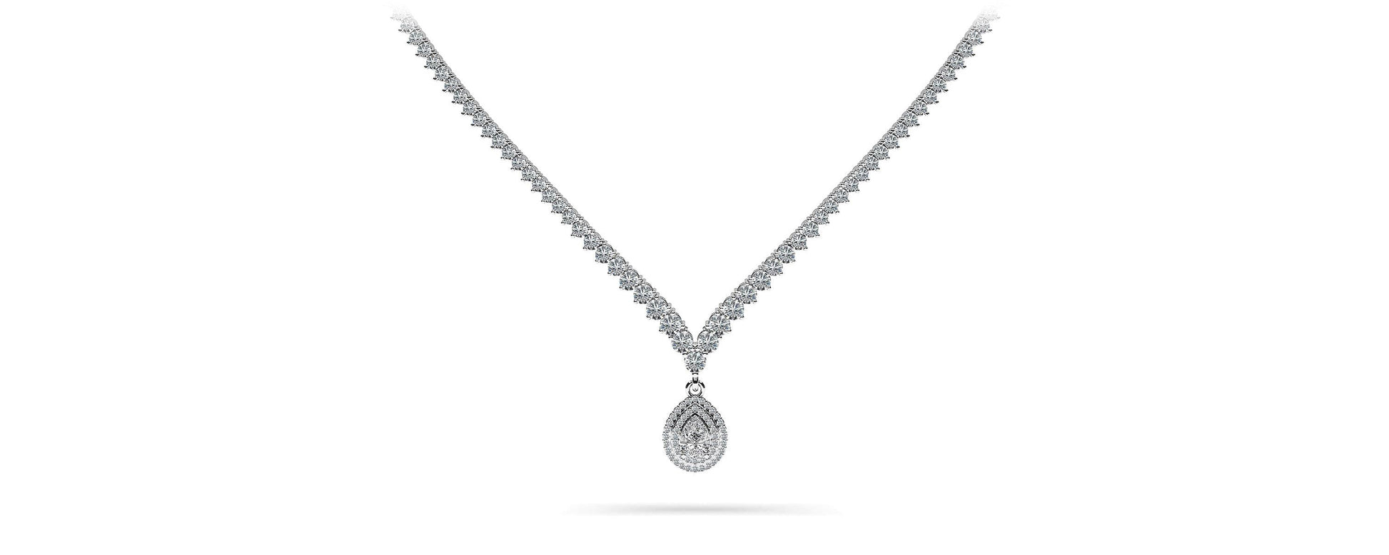 3 Prong Graduated V Diamond Necklace Lab-Grown Diamond  with 9.54 ct.(finished)