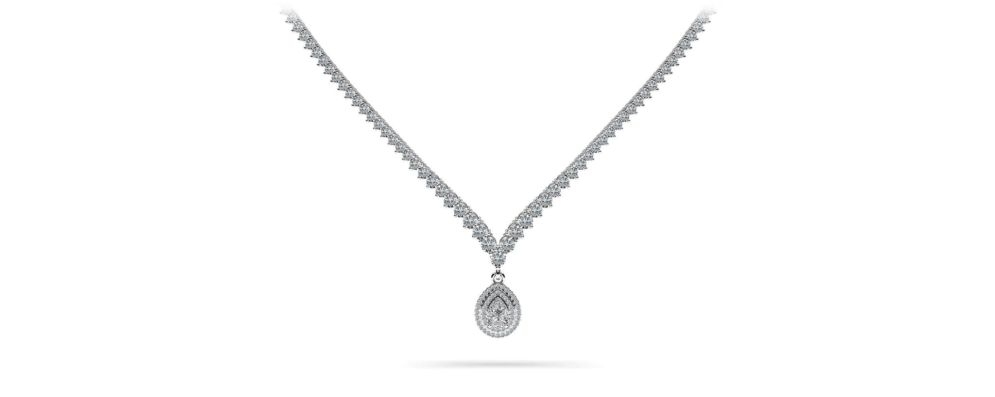 3 Prong Graduated V Diamond Necklace Lab-Grown Diamond  with 11.06 ct.(finished)