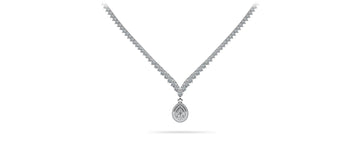 3 Prong Graduated V Diamond Necklace Lab-Grown Diamond  with 11.06 ct.(finished)