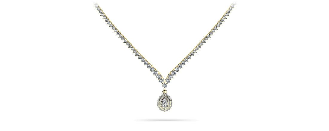 3 Prong Graduated V Diamond Necklace Lab-Grown Diamond  with 11.06 ct.(finished)