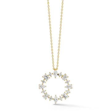 Multi Fancy Diamonds Circle Pendant