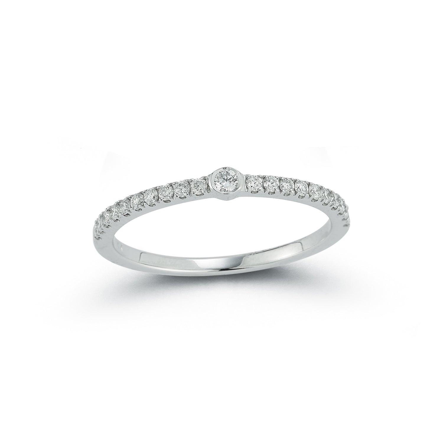 Single Diamond Bezel Pave Ring