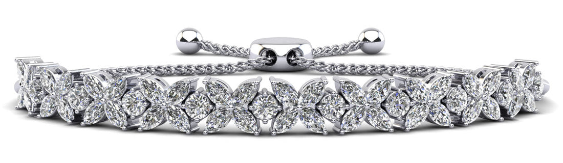 Flowers of Marquise Diamond Adjustable Bracelet Lab-Grown Diamond  with 5.26 ct.(finished) 4x2mm, 2.8mm