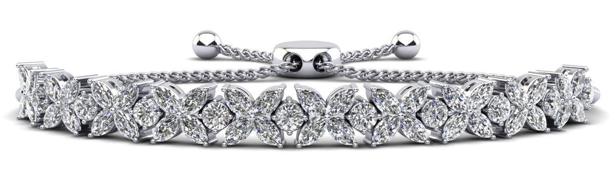 Flowers of Marquise Diamond Adjustable Bracelet Lab-Grown Diamond  with 7.60 ct.(finished) 4.75x3mm, 3.4mm