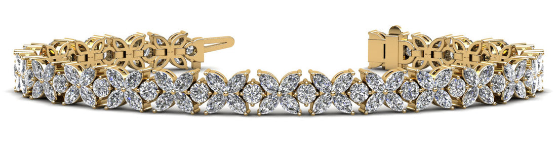 Flowers of Marquise Diamond Tennis Diamond Bracelet with 12.10 ct.(finished) 4x2mm, 2.8mm