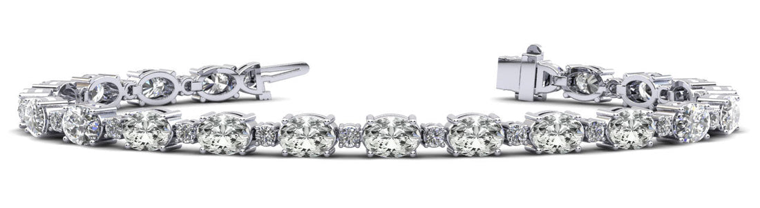 Ovals and Brilliant Rounds Diamond Bracelets Lab-Grown Diamond  with 15.39 ct.(finished) 6x4mm, 2mm