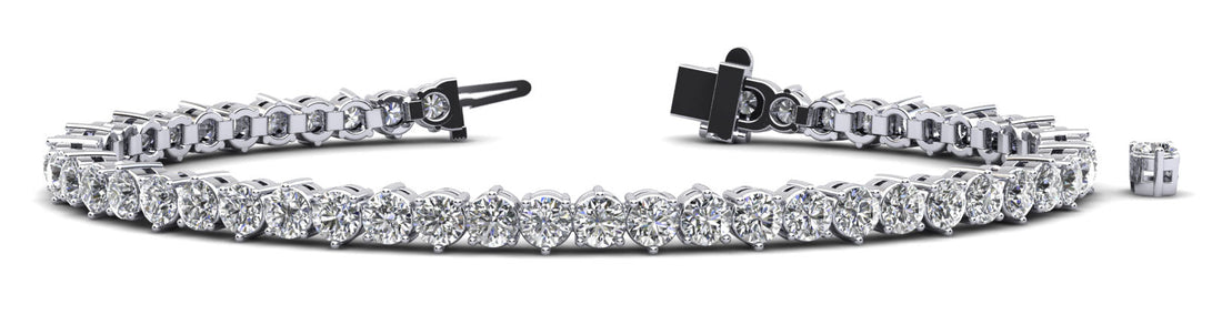 Three Prong Alternating Diamond Tennis Bracelet with 11.16 ct.(finished) 4.5mm