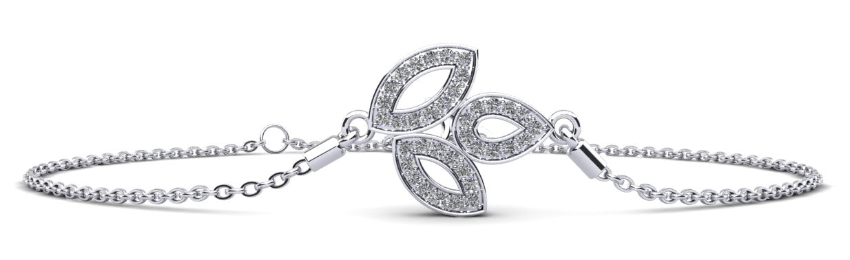 Three Leaf Diamond Adjustable Bracelet Lab-Grown Diamond  with 0.30 ct.(finished) 1.2mm