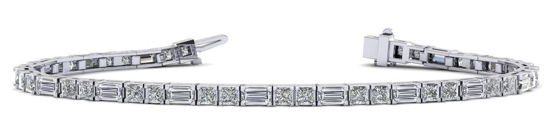 Double Princess and Baguette Diamond Bracelet Lab-Grown Diamond  with 5.25 ct.(finished) 4x2mm, 2.5mm