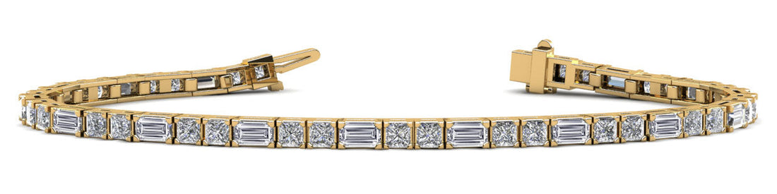 Double Princess and Baguette Diamond Bracelet Lab-Grown Diamond  with 5.25 ct.(finished) 4x2mm, 2.5mm