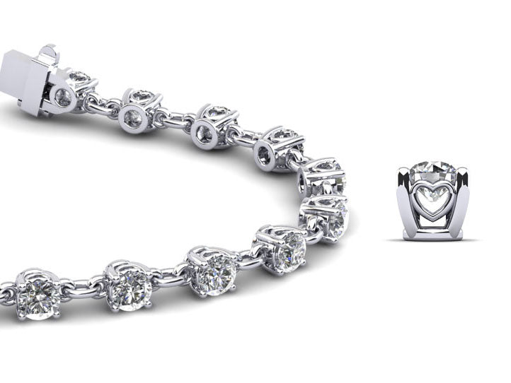 Sweetheart Chain Link Diamond Tennis Bracelet Lab-Grown Diamond  with 5.30 ct.(finished) 4.1mm