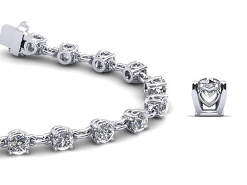 Sweetheart Chain Link Diamond Tennis Bracelet Lab-Grown Diamond  with 3.89 ct.(finished) 3.6mm