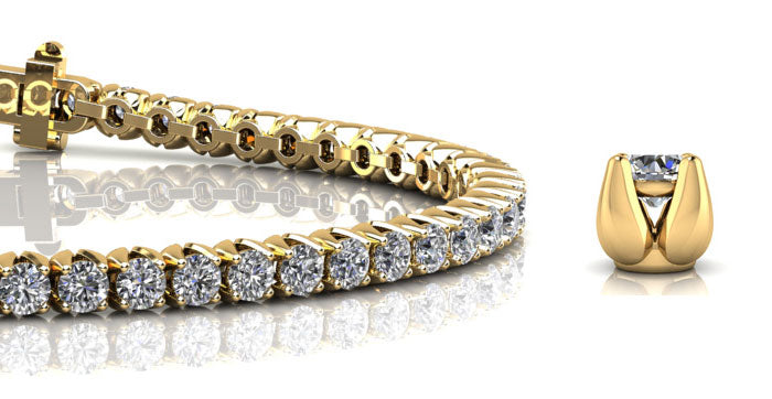 Enchanted Tulip Diamond  Tennis Bracelet with 10.25 ct.(finished) 4mm