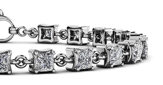 Unique Princess Cut Diamond Link Tennis Bracelet Lab-Grown Diamond  with 2.26 ct.(finished) 2.5mm