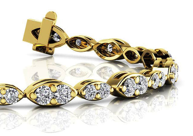 Dual Marquise Link Diamond Bracelet Lab-Grown Diamond  with 3.46 ct.(finished) 2.3mm, 2.9mm