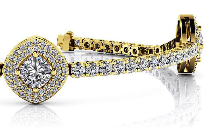 Posh Diamond Bracelet With Modern Accents Lab-Grown Diamond  with 5.65 ct.(finished) 1.1mm, 2.2mm, 5.5mm