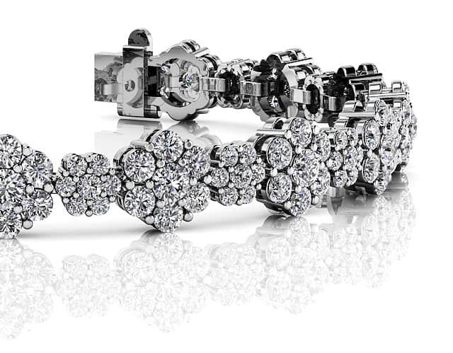 Flower Cluster Diamond Bracelet Lab-Grown Diamond  with 5.78 ct.(finished)